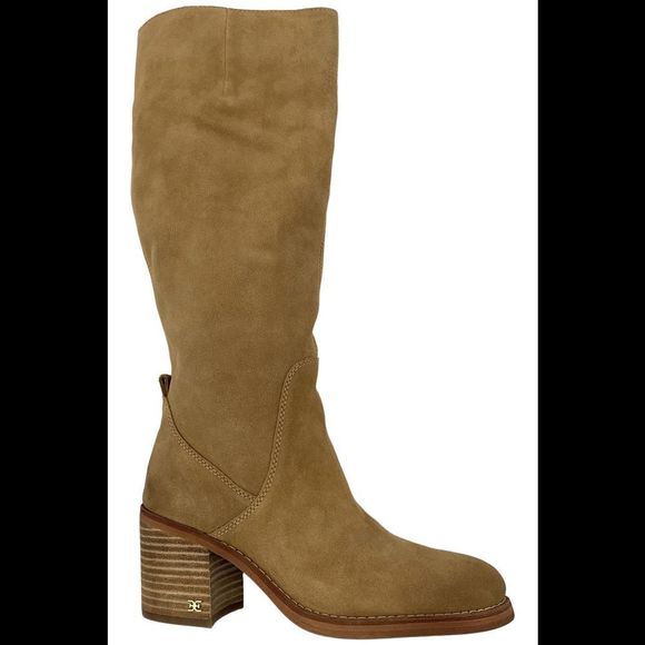 Sam Edelman Women's Soyer Medium Calf Heeled Boot Caramel Suede - Medium - Picture 1 of 2